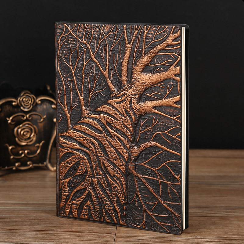 Vintage Leather Journal Notebook - Buku Catatan Kulit PU Motif Pohon