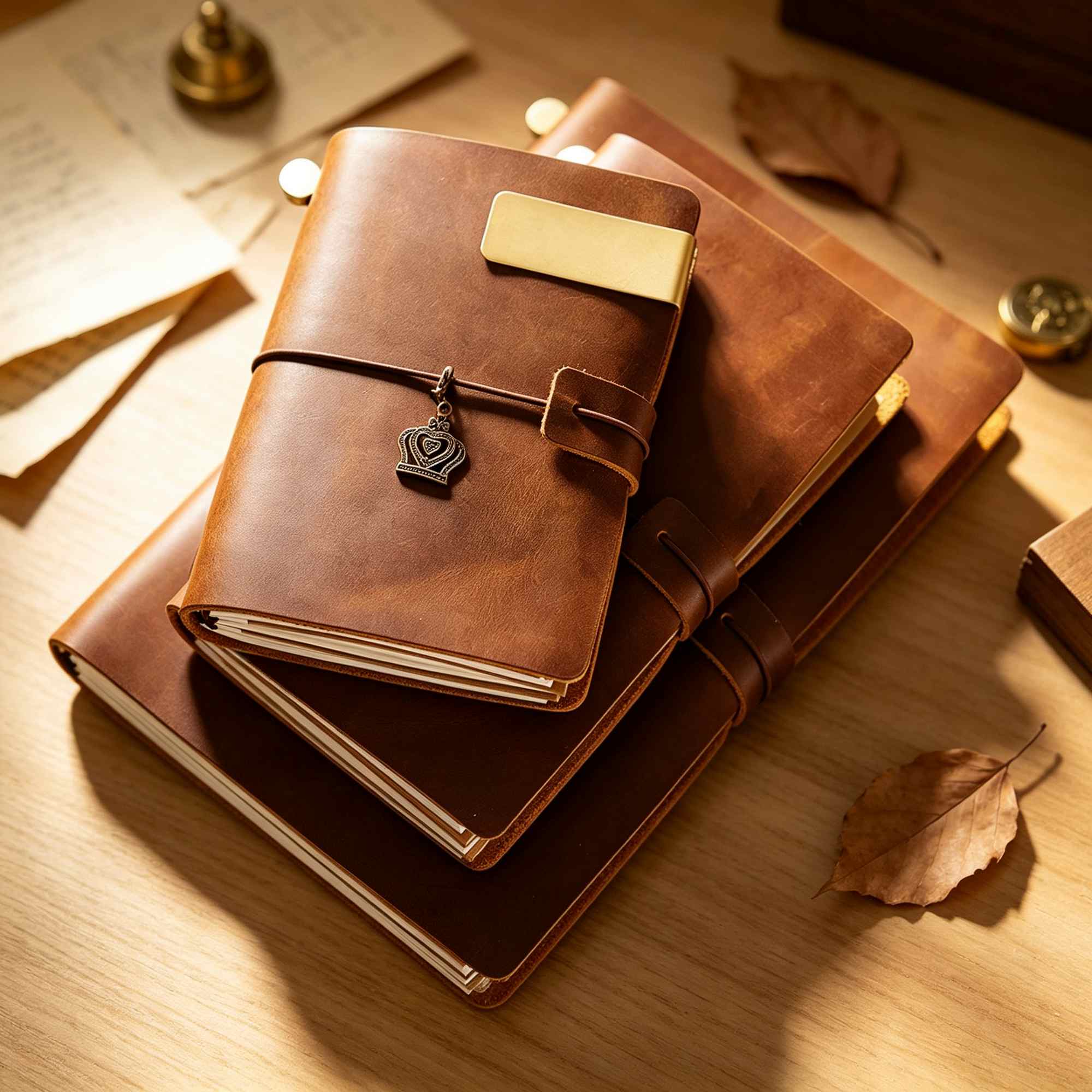 Vintage Leather Journal Notebook - Buku Catatan Perjalanan Kulit Crazy Horse,