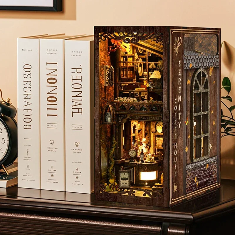 Rak Buku Serenity Coffee House - Diy Wooden Book Nook Kit Shelf Insert ulasan dan harga