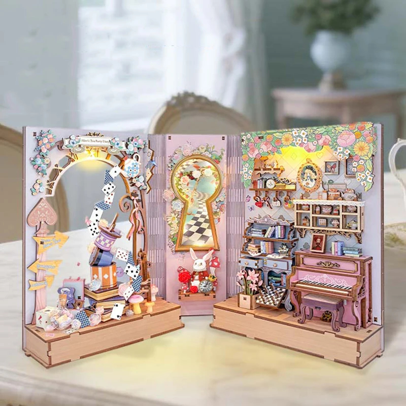 Kit Model Miniatur DIY, Rak Bu - Diy Wooden Book Nook Kit Shelf Insert ulasan dan harga