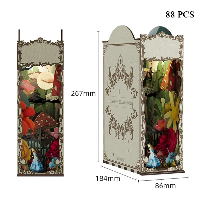Taman Travelogue Bookends Rak  - Diy Wooden Book Nook Kit Shelf Insert ulasan dan harga