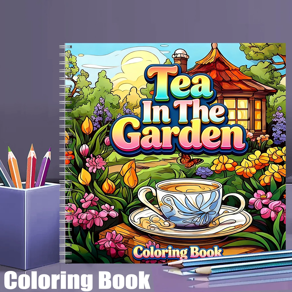 Buku Mewarnai Tea In The Garde - Adult Coloring Book Stress Relief ulasan dan harga
